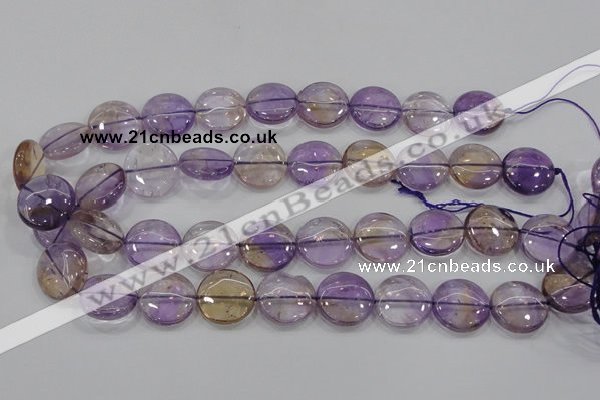 CAN43 15.5 inches 16mm flat round natural ametrine gemstone beads