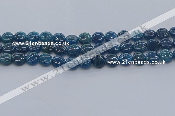 CAP381 15.5 inches 10mm flat round apatite gemstone beads