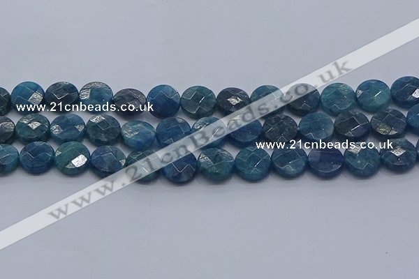 CAP389 15.5 inches 12mm faceted coin apatite gemstone beads