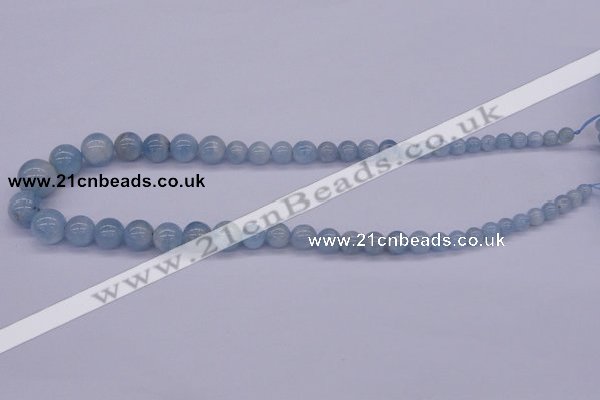 CAQ128 15.5 inches multi-size round natural aquamarine beads wholesale