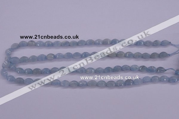 CAQ132 15.5 inches 7*10mm faceted rice natural aquamarine beads