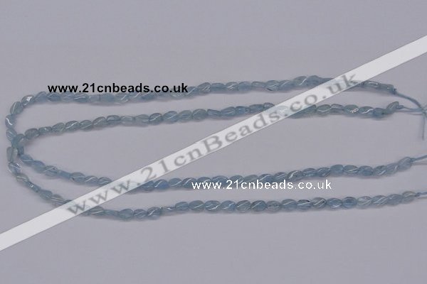 CAQ147 15.5 inches 5*7mm twisted oval natural aquamarine beads