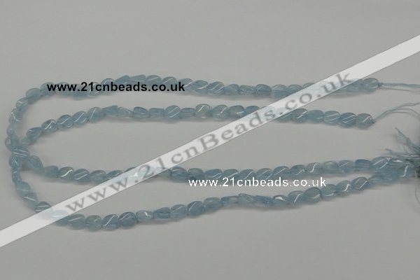 CAQ148 15.5 inches 6*8mm twisted oval natural aquamarine beads