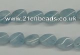 CAQ149 15.5 inches 8*12mm twisted oval natural aquamarine beads