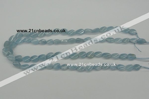 CAQ149 15.5 inches 8*12mm twisted oval natural aquamarine beads