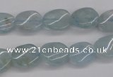 CAQ150 15.5 inches 10*12mm twisted oval natural aquamarine beads