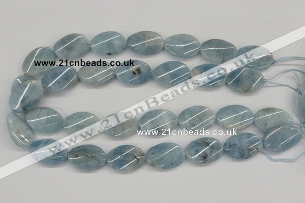 CAQ151 15.5 inches 18*25mm twisted oval natural aquamarine beads