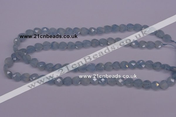 CAQ155 15.5 inches 10*10mm faceted heart natural aquamarine beads