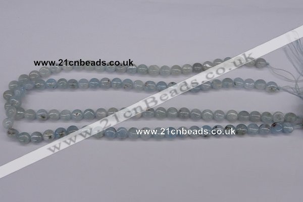 CAQ156 15.5 inches 8mm flat round natural aquamarine beads