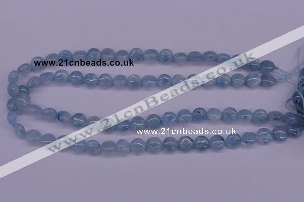 CAQ157 15.5 inches 10mm flat round natural aquamarine beads