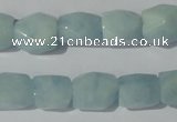 CAQ209 15.5 inches 10*14mm faceted nugget natural aquamarine beads