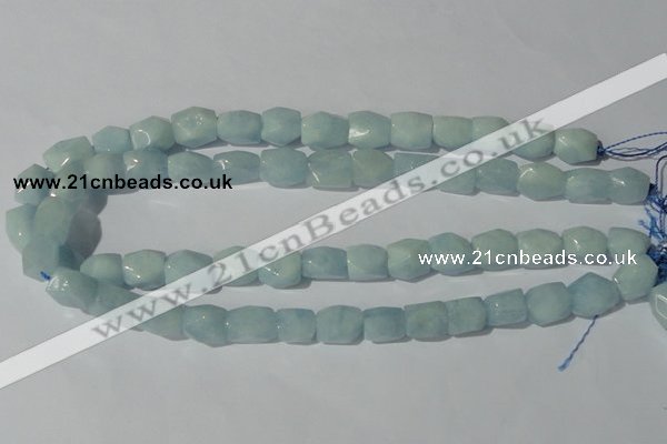 CAQ209 15.5 inches 10*14mm faceted nugget natural aquamarine beads