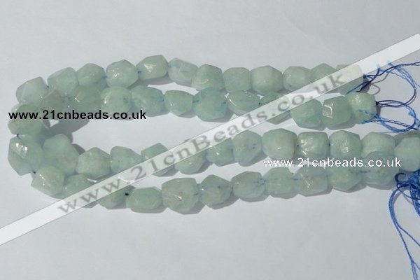 CAQ210 15.5 inches 14*16mm faceted nugget natural aquamarine beads