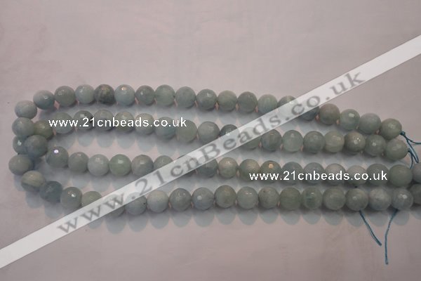 CAQ224 15 inches 10mm faceted round aquamarine beads wholesale