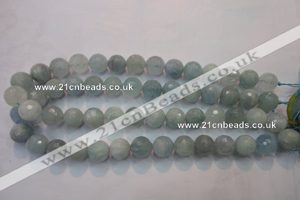 CAQ226 15 inches 14mm faceted round aquamarine beads wholesale