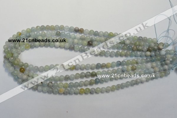 CAQ251 15.5 inches 6mm round aquamarine beads wholesale