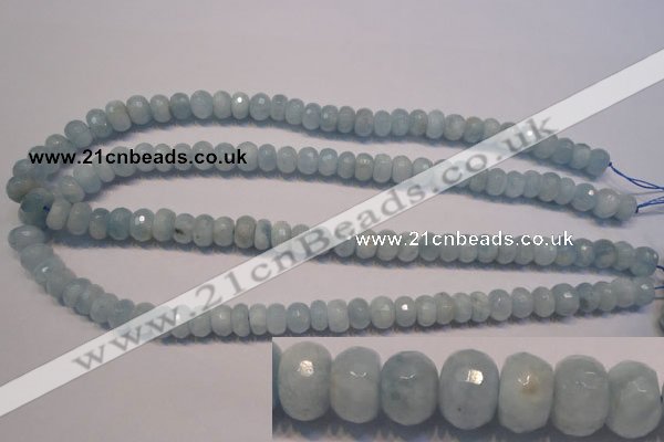 CAQ307 15.5 inches 6*10mm faceted rondelle natural aquamarine beads