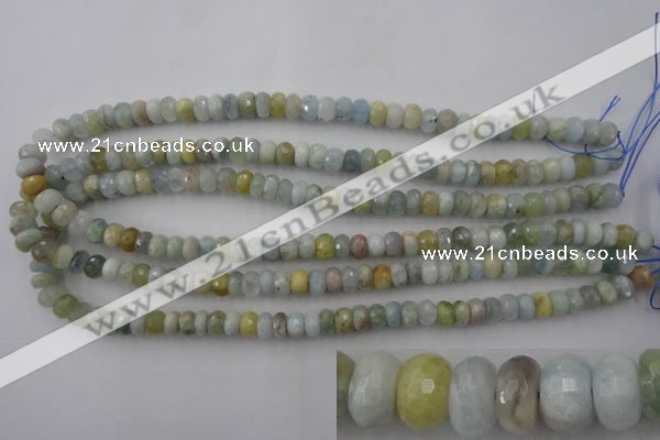 CAQ355 15.5 inches 5*8mm faceted rondelle natural aquamarine beads