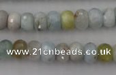 CAQ356 15.5 inches 7*11mm faceted rondelle natural aquamarine beads