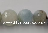 CAQ360 15.5 inches 7mm - 18mm faceted round natural aquamarine beads