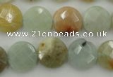 CAQ368 15.5 inches 15mm faceted coin natural aquamarine beads