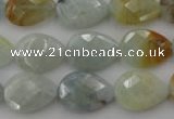 CAQ378 15.5 inches 13*18mm faceted flat teardrop natural aquamarine beads