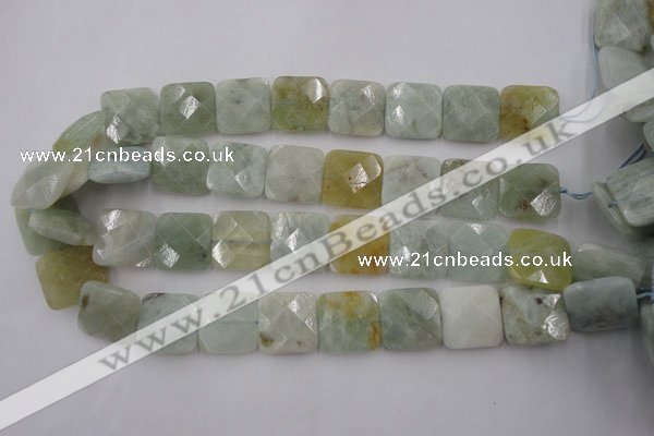 CAQ398 15.5 inches 20*20mm faceted square natural aquamarine beads