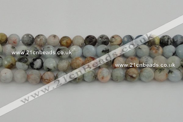 CAQ425 15.5 inches 16mm faceted round natural aquamarine beads