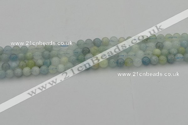 CAQ431 15.5 inches 6mm round natural aquamarine beads wholesale