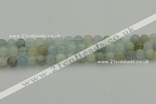 CAQ432 15.5 inches 8mm round natural aquamarine beads wholesale