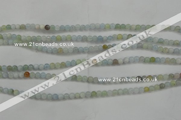 CAQ451 15.5 inches 4mm round aquamarine beads wholesale