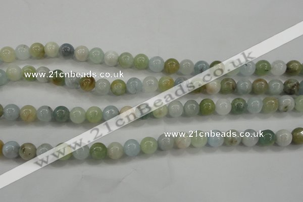 CAQ453 15.5 inches 8mm round aquamarine beads wholesale