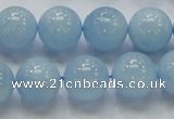 CAQ50 15.5 inches 14mm round natural aquamarine gemstone beads