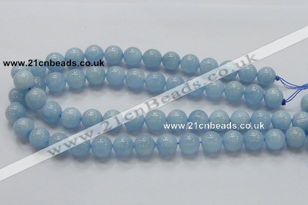 CAQ50 15.5 inches 14mm round natural aquamarine gemstone beads