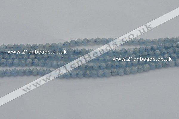 CAQ517 15.5 inches 5mm round AA grade natural aquamarine beads