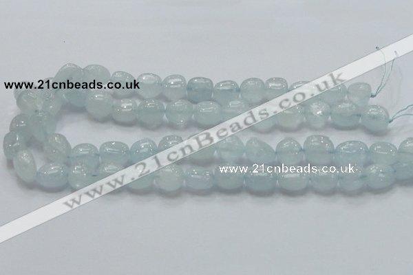 CAQ54 15.5 inches 10*15mm nugget natural aquamarine gemstone beads