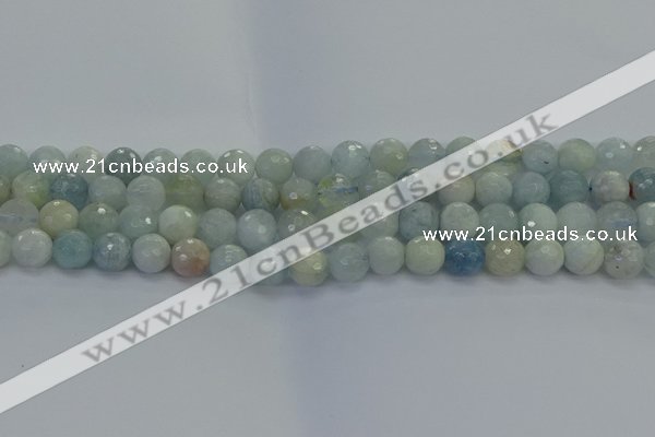 CAQ553 15.5 inches 8mm faceted round natural aquamarine beads