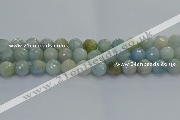 CAQ555 15.5 inches 12mm faceted round natural aquamarine beads