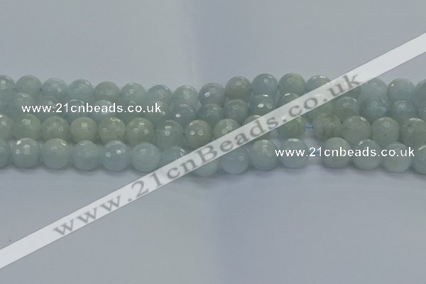 CAQ562 15.5 inches 10mm faceted round natural aquamarine beads