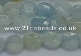 CAQ568 15.5 inches 7mm faceted coin natural aquamarine beads