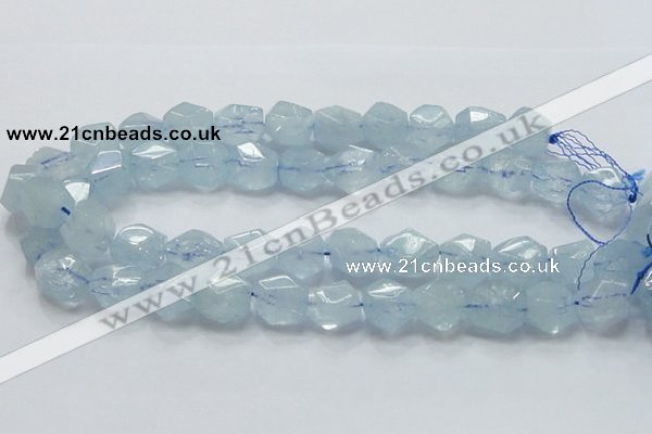 CAQ59 15.5 inches 16*20mm faceted nugget natural aquamarine beads