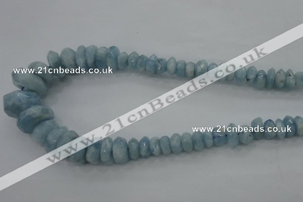 CAQ61 5*8mm – 10*16mm faceted nuggets natural aquamarine beads