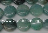 CAQ619 15.5 inches 12mm flat round aquamarine gemstone beads