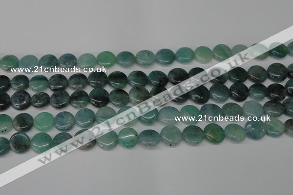 CAQ619 15.5 inches 12mm flat round aquamarine gemstone beads