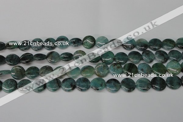 CAQ620 15.5 inches 14mm flat round aquamarine gemstone beads