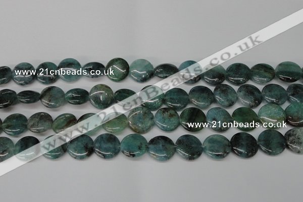 CAQ621 15.5 inches 16mm flat round aquamarine gemstone beads