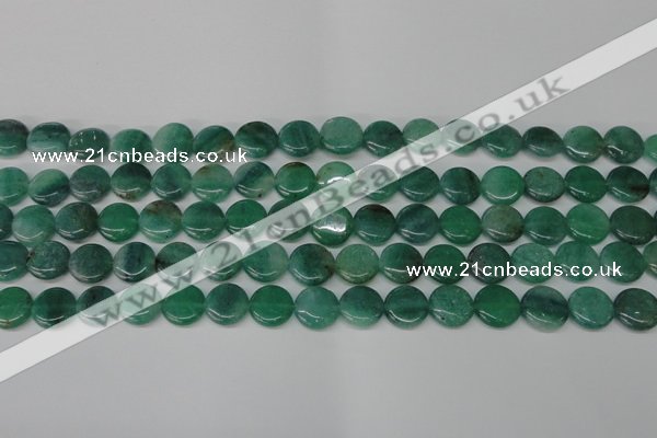 CAQ625 15.5 inches 12mm flat round aquamarine gemstone beads