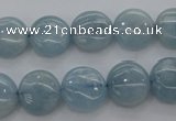 CAQ68 15.5 inches 12*12mm flat round natural aquamarine beads wholesale