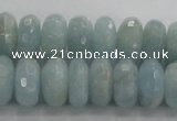 CAQ72 15.5 inches 6*11mm faceted rondelle AB grade aquamarine beads