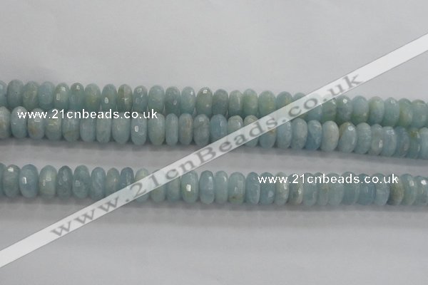 CAQ72 15.5 inches 6*11mm faceted rondelle AB grade aquamarine beads